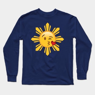 Pinoy Sun Blow Kiss Emoji Heart Wink Long Sleeve T-Shirt